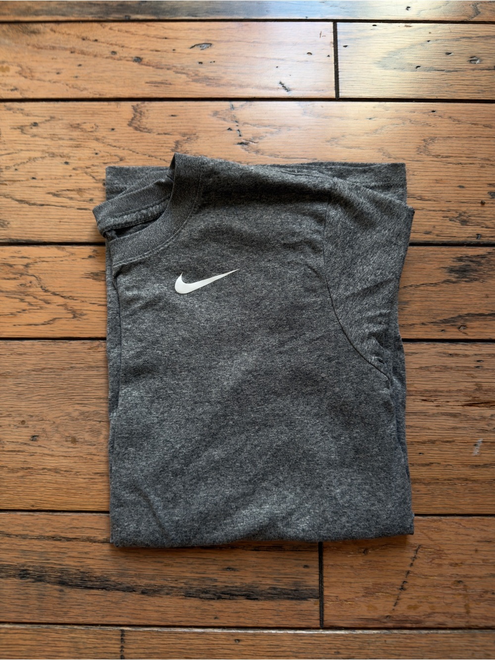 Nike Gray Short Sleeve Dri-FIT Tee with White Swoosh - Picture 2 of 3